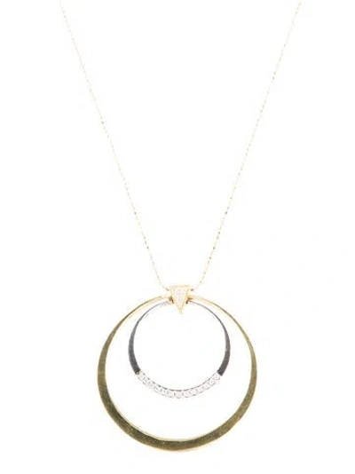 Pre-owned Necklace Diamond Double Hoop Pendant , 19.5" In Multi