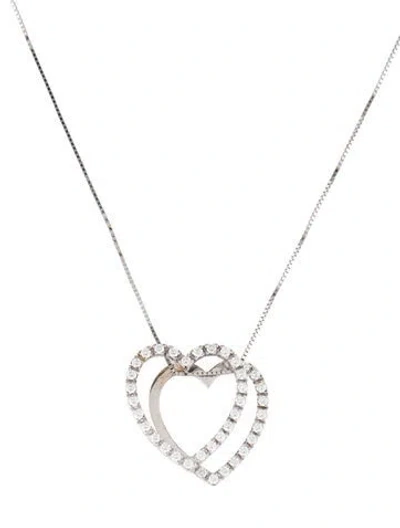 Pre-owned Necklace Diamond Heart Pendant , 16.25" In Multi