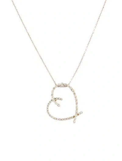 Pre-owned Necklace Diamond Heart Pendant , 16.75" In Multi