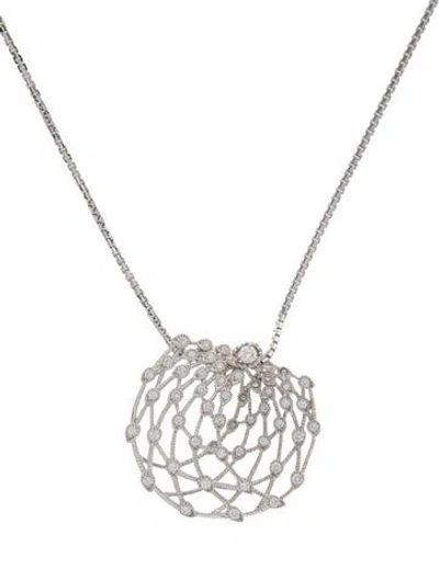 Pre-owned Necklace Diamond Mesh Pendant , 19" In Multi