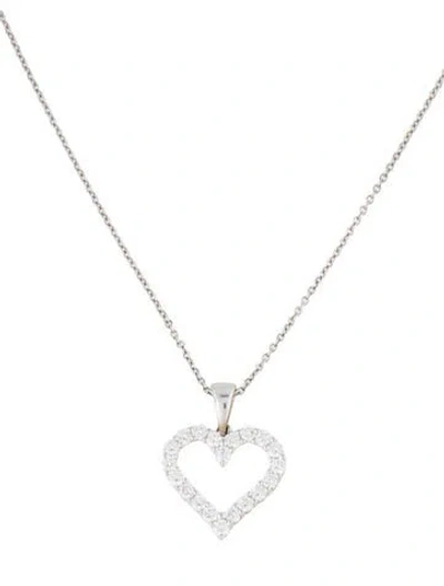 Pre-owned Necklace Diamond Open Heart Pendant , 16" In Multi