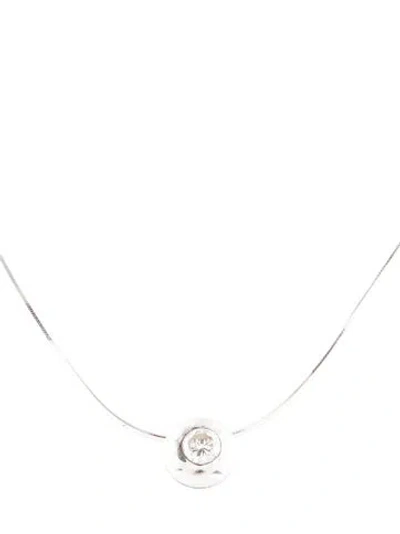 Pre-owned Necklace Diamond Pendant , 15" In Silver