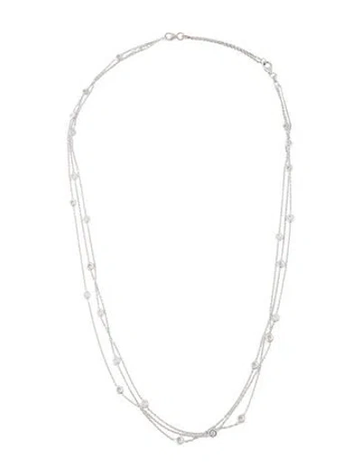 Pre-owned Necklace Diamond Three Strand Station , 20" In Multi