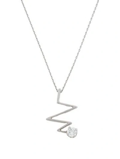Pre-owned Necklace Diamond Zig Zag Drop Pendant , 18" In Multi