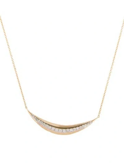 Pre-owned Necklace Ecklace 14k Diamond Crecent Pendant , 18" In Multi