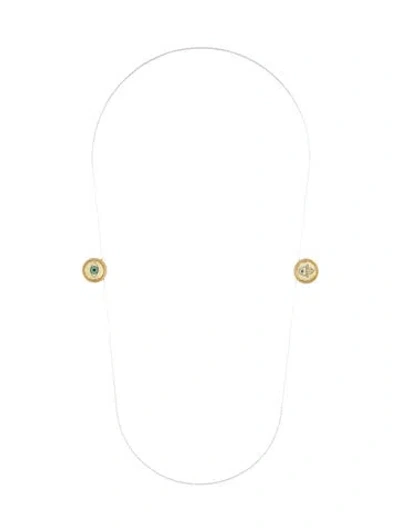 Pre-owned Necklace Frances C. 18k Evil Eye/hamsa Station , 23" In Multi