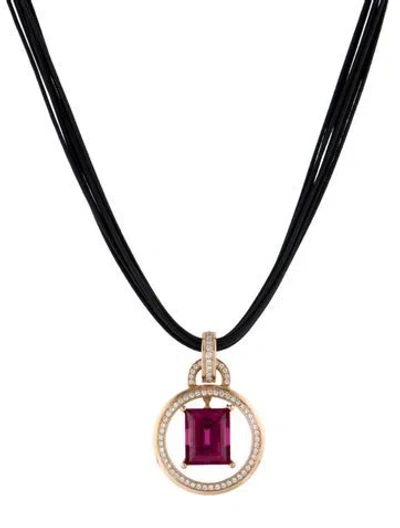 Pre-owned Necklace Hans D. Krieger 18k 6.91ct Tourmaline & Diamond Pendant , 18" In Multi