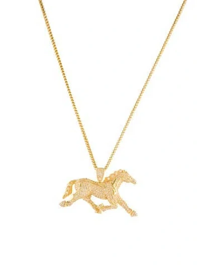 Pre-owned Necklace Jason Of Beverly Hills 18k 1.09ctw Diamond Horse Pendant W/10k Chain, 18" In Multi