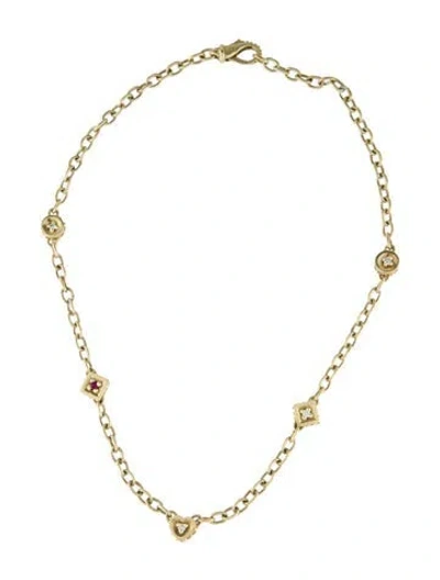 Pre-owned Necklace Jeffery Robert Ruby & Diamond Station , 16" In Multi