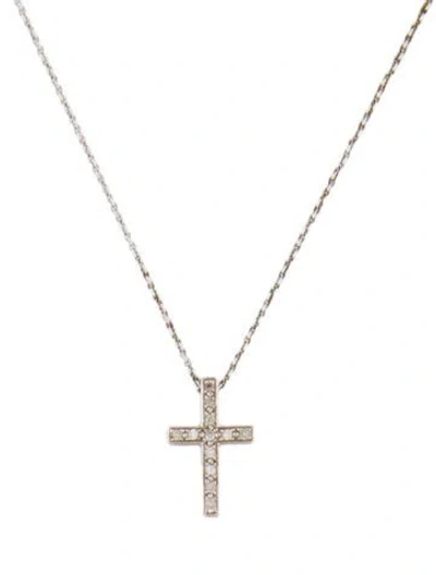 Pre-owned Necklace Michelle + Janis Savitt 18k Diamond Cross Pendant , 16" In Multi