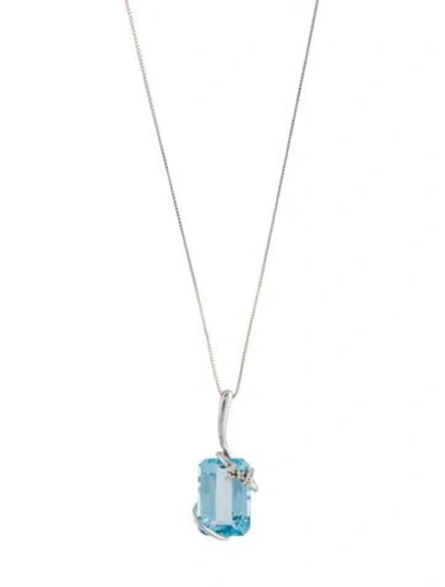 Pre-owned Necklace Miluna 18k 13.80 Topaz & Diamond Pendant , 17.25" In Multi