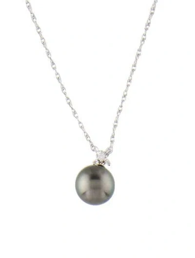 Pre-owned Necklace Pearl & Diamond Pendant , 18" In Multi