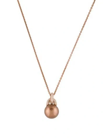 Pre-owned Necklace Pearl & Diamond Pendant , 18" In Multi
