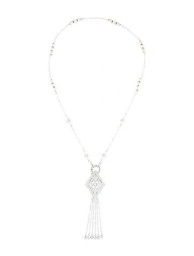 Pre-owned Necklace Pearl & Diamond Tassel  In Multi
