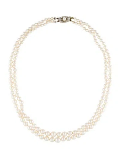 Pre-owned Necklace Pearl Double Strand Graduated Bead , 19.5" In Multi