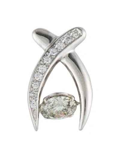 Pre-owned Necklace Platinum 1.05ctw Diamond Shaker Pendant In Multi