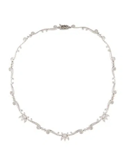 Pre-owned Necklace Platinum 1.26ctw Diamond Choker , 18" In Multi