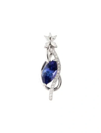 Pre-owned Necklace Platinum 3.30ct Tanzanite & Diamond Pendant In Multi