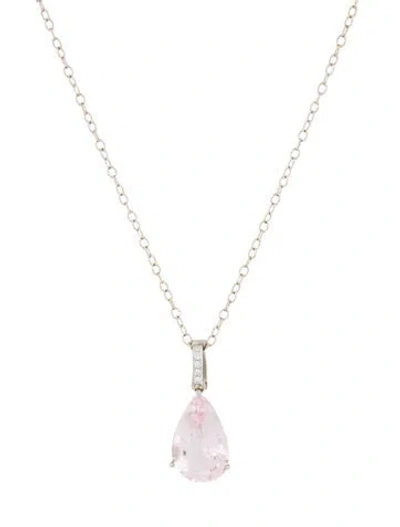 Pre-owned Necklace Platinum 8.82ctw Morganite & Diamond Pendant W/ 14k , 18" In Multi