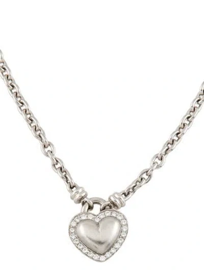 Pre-owned Necklace Platinum & Diamond Heart , 17.25" In Multi