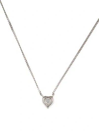 Pre-owned Necklace Platinum Diamond Heart Pendant , 15.75" In Multi