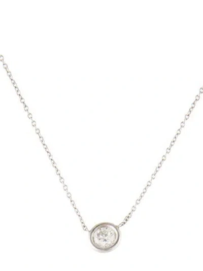 Pre-owned Necklace Platinum Diamond Pendant , 15" In Multi
