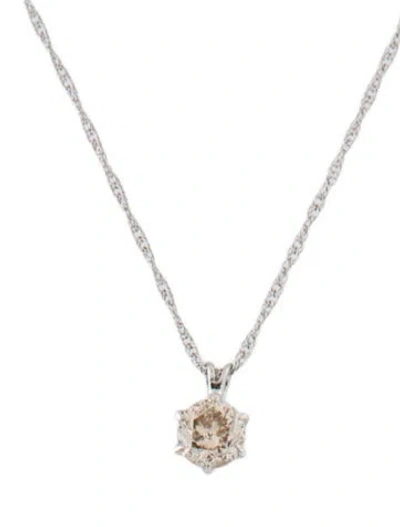 Pre-owned Necklace Platinum Diamond Pendant , 16.5" In Multi