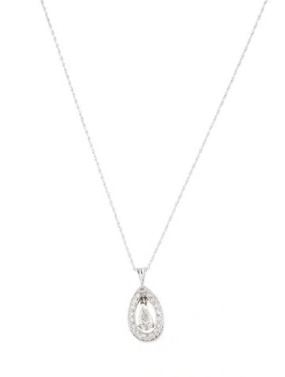 Pre-owned Necklace Platinum Diamond Pendant W/ 18k Chain , 18" In Multi