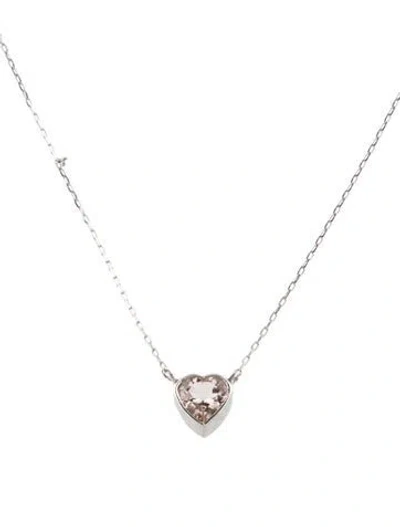 Pre-owned Necklace Platinum Morganite Heart Pendant , 18" In Multi