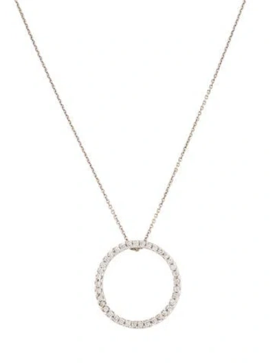 Pre-owned Necklace Roberto Coin 18k Diamond Circle Pendant , 18" In Multi
