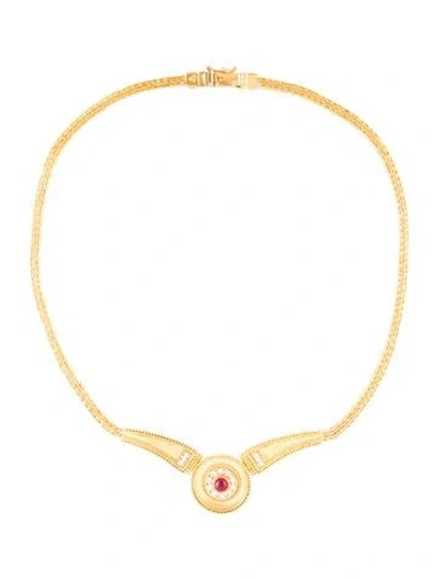 Pre-owned Necklace Ruby & Diamond Collar , 17" In Multi