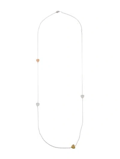 Pre-owned Necklace Salvini 18k Diamond Heart Station , 36" In Multi