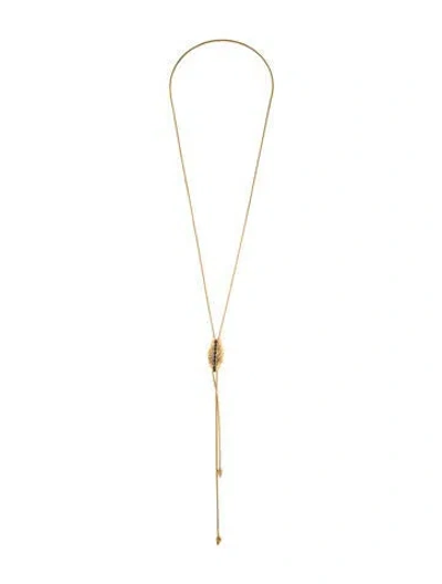 Pre-owned Necklace Sapphire & Diamond Snake Head Pendant Lariat , 36.5" In Multi