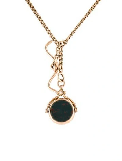 Pre-owned Necklace Victorian Bloodstone & Carnelian Reversible Pendant , 18.25" In Multi