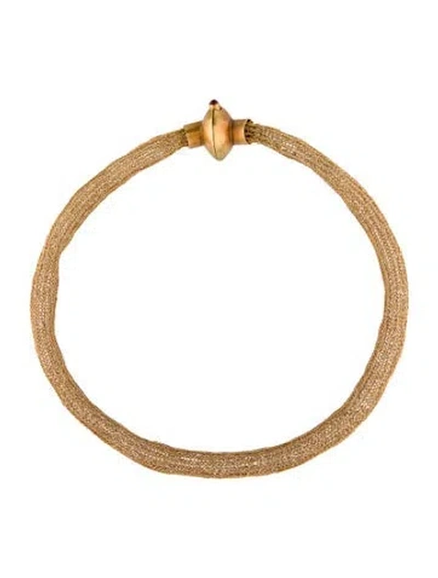 Pre-owned Necklace Vintage 18k Sapphire Mesh Choker, 16" In Multi