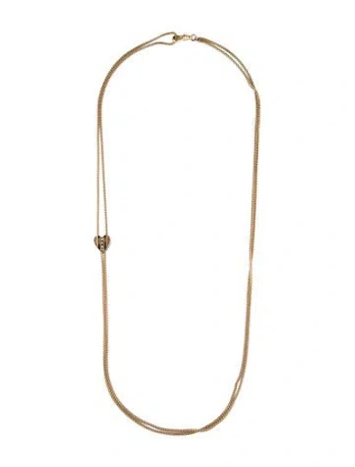 Pre-owned Necklace Vintage Pearl Heart Slider Pocket Chain , 30" In Multi