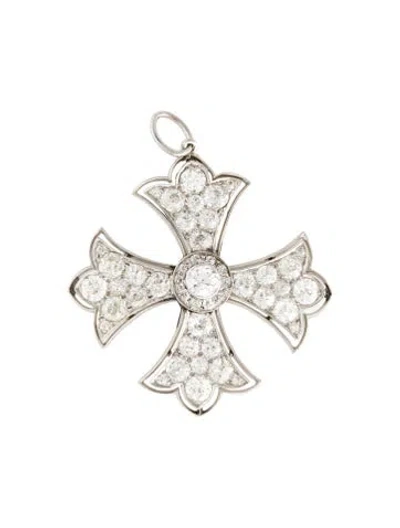 Pre-owned Necklace Vintage Platinum 5.00ctw Diamond Maltese Cross Pendant In Multi