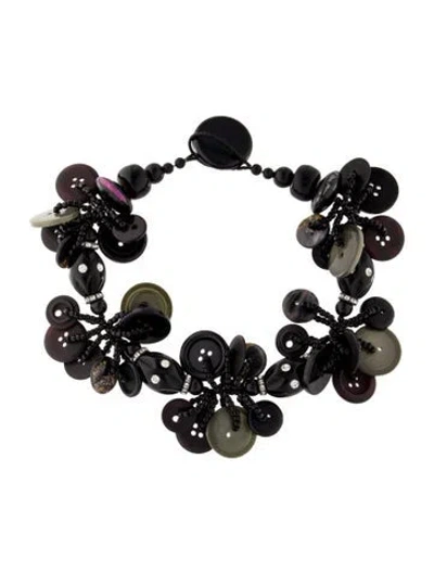 Pre-owned Necklace Vintage Resin & Crystal Beaded Button Collar , 18" In Multi