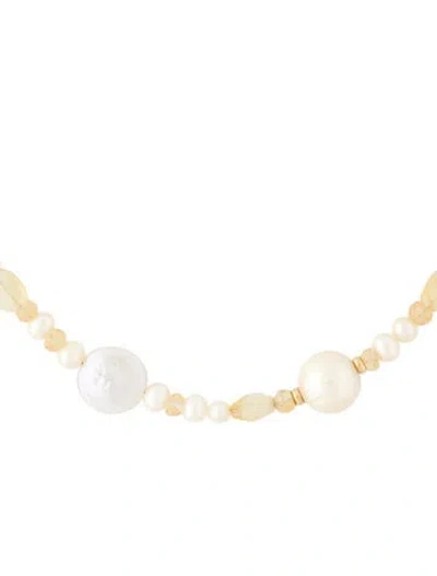 Pre-owned Necklace Zoë B. Pearl & Citrine Beaded Toggle , 17.25" In Multi
