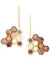 Nectar Nectar New York 18k Gold-plated Mixed Gemstone Honeycomb Drop Earrings In Yw Gld