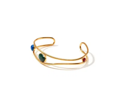 Nectar Nectar New York Contoured Three Gemstone Bracelet In Gold Plated