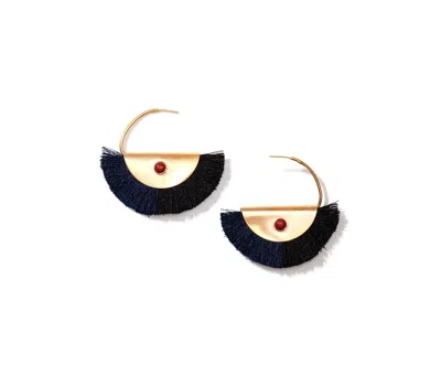 Nectar Nectar New York Crescent Silk Fringe Earrings In Gold Plated