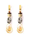 Nectar Nectar New York Water Swirls Fresh Water Pearl Dalmation Jasper Earrings In Gold Plated