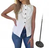Needii Alexandra Linen Buttoned Vest Top In White In White