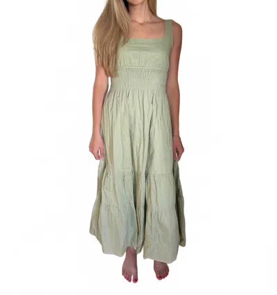 Needii Ashley Cotton Tank Smocked Midi Dress In Green