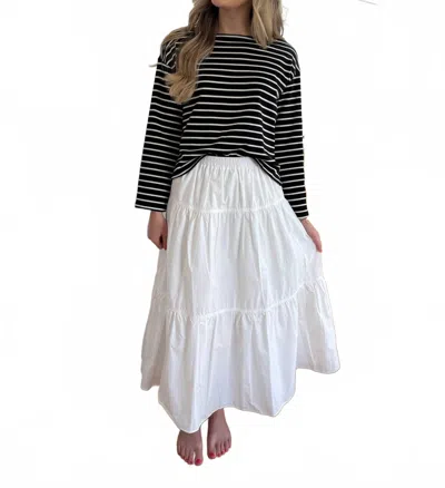 Needii Ashlyn Cotton Tiered Midi Skirt In White