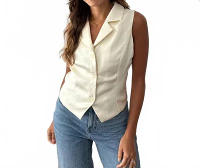 Needii Button Down Satin Vest In Cream In Multi