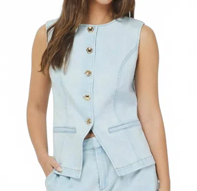 Needii Button Down Vest In Light Denim In Blue
