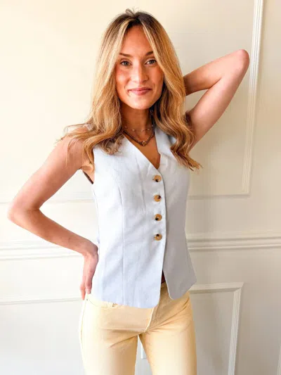 Needii Coastal Tailored Vest In Powder Blue