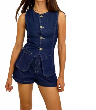 Needii Dark Denim Sleeveless Vest In Blue